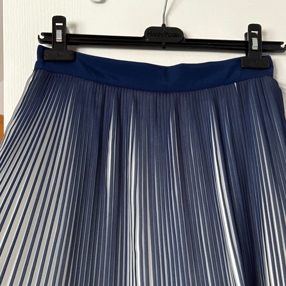 Elegant Navy Blue Pleated Skirt - Picture 4 of 7